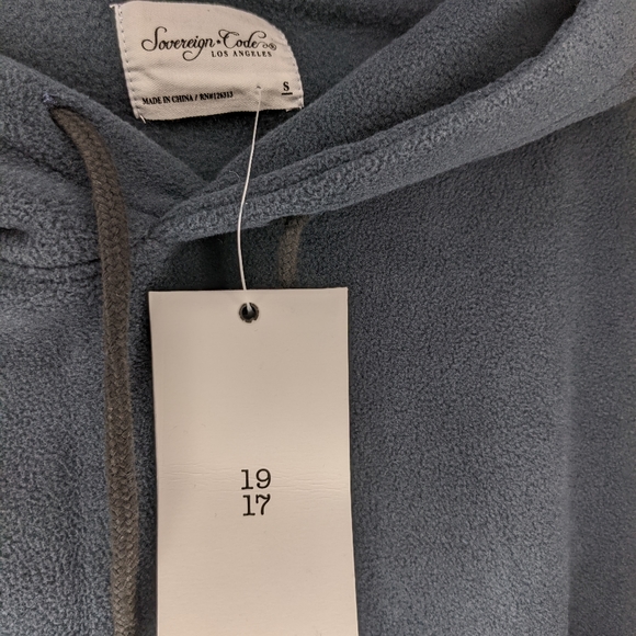 NWT Sovereign Code (Nordstrom) Men's All Fleece Navy Blue Hoodie - Picture 6 of 6